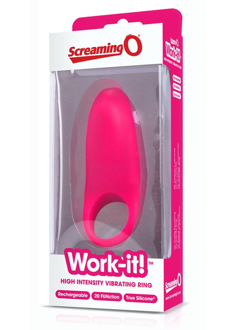 Anillo vibrador de silicona recargable por USB Work It, resistente al agua, color rosa