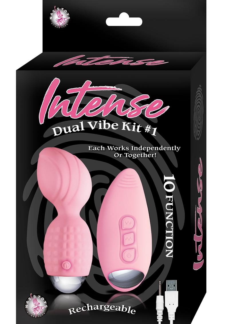 Intense Dual Vibe Kit # 1 USB Rechargeable Silicone 10X Vibrators Waterproof Pink