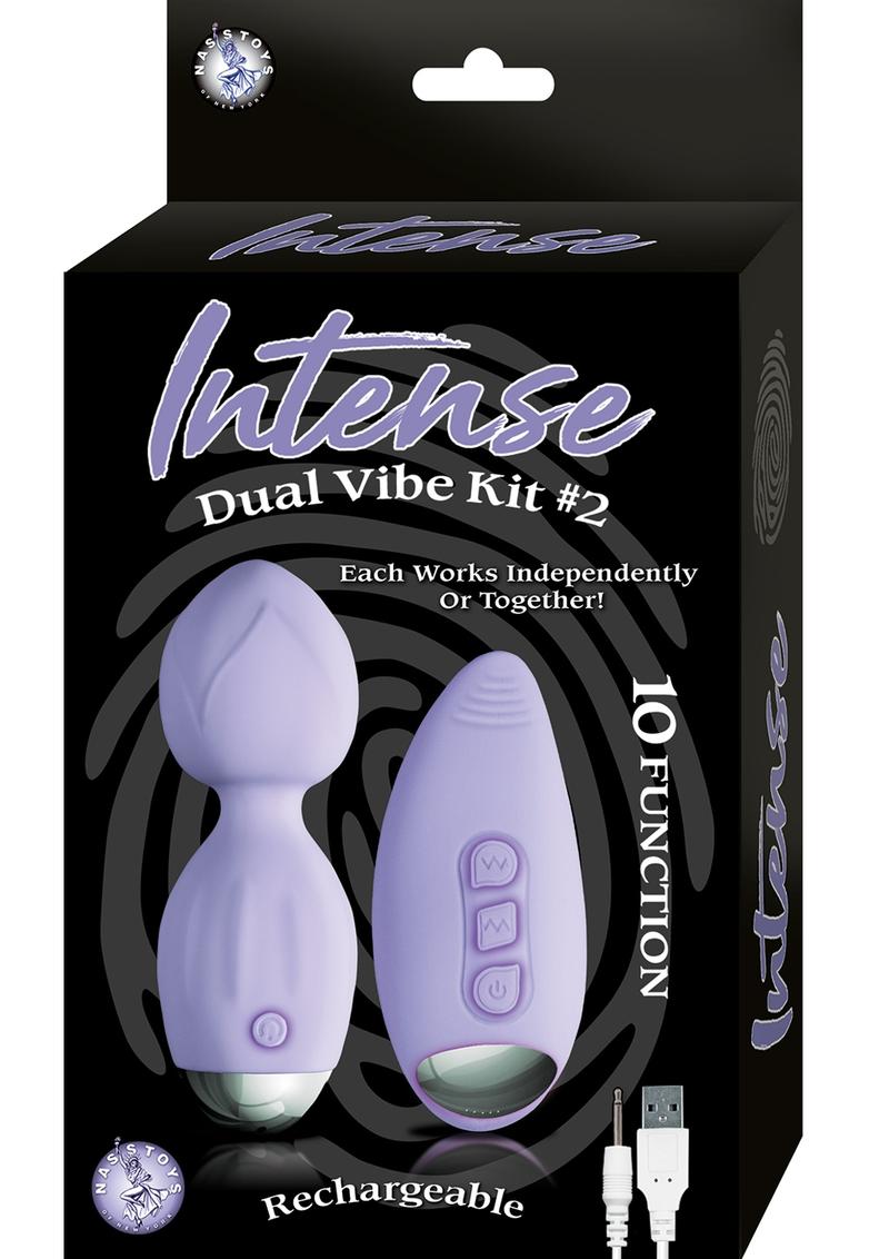 Kit Intense Dual Vibe #2 Vibradores de silicona recargables por USB 10X Impermeable Lavanda