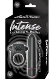 Anillo para el pene y bala Intense Set 10X Waterproof Negro