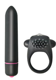 Intense Cockring and Bullet 10X Set Waterproof Black