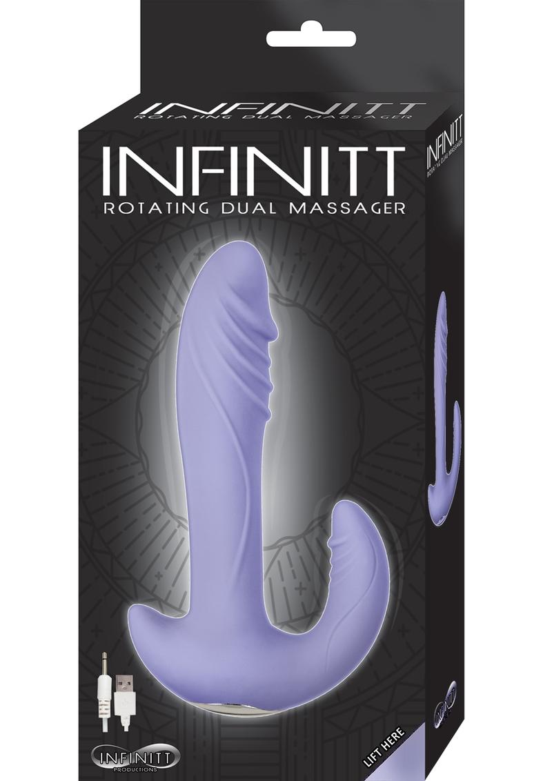 Masajeador dual giratorio Infinitt de silicona, recargable, resistente al agua, morado