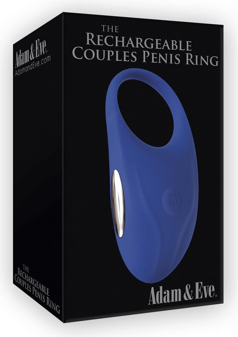 Adam and Eve - The Rechargeable Couples Penis Cockring Waterproof - Blue