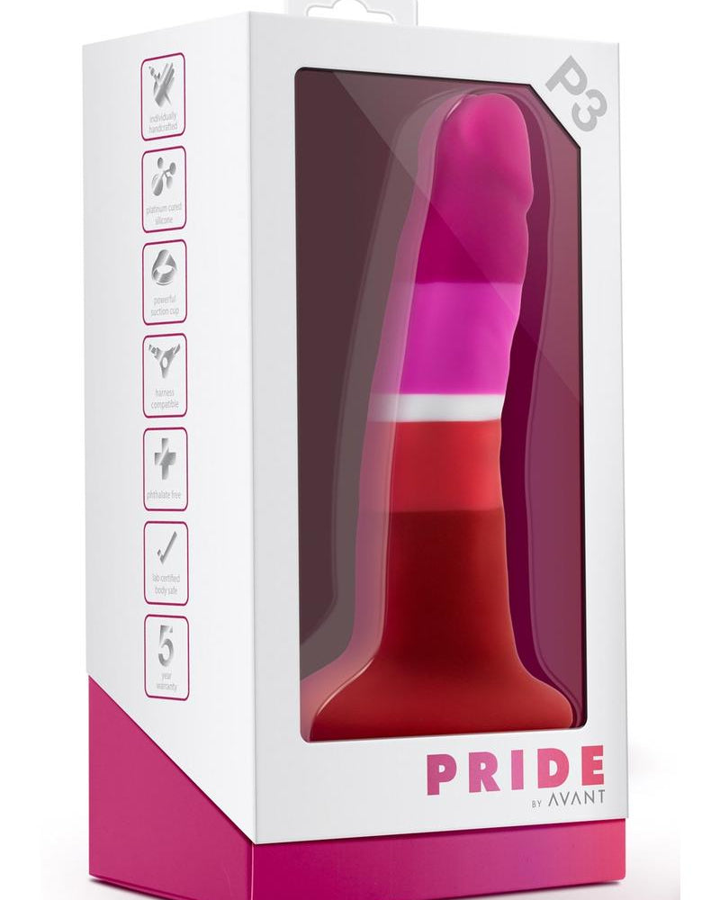 Consolador de silicona Blush Avant Pride P3 resistente al agua de 6 pulgadas