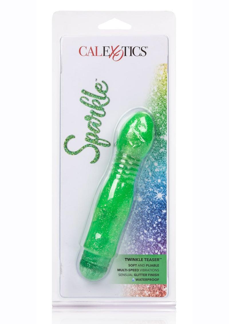 Vibrador Sparkle Twinkle Teaser impermeable verde de 5,5 pulgadas