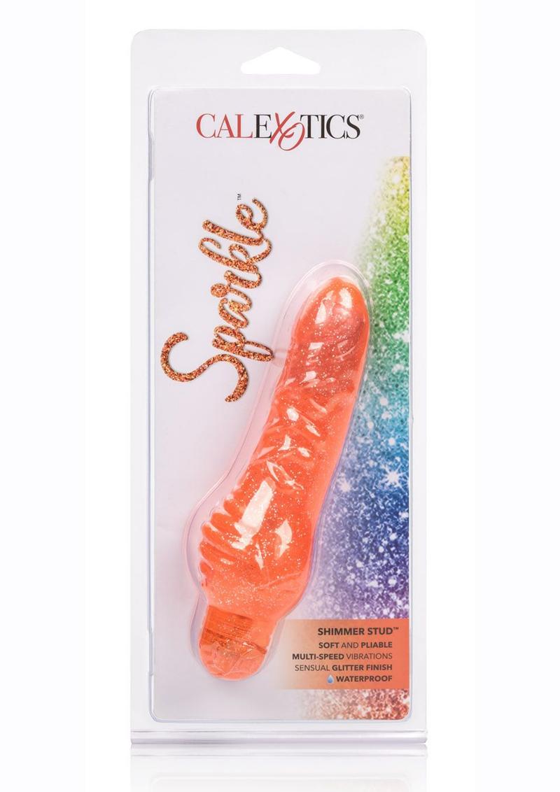 Vibrador Sparkle Shimmer Stud resistente al agua, color naranja, 5,5 pulgadas