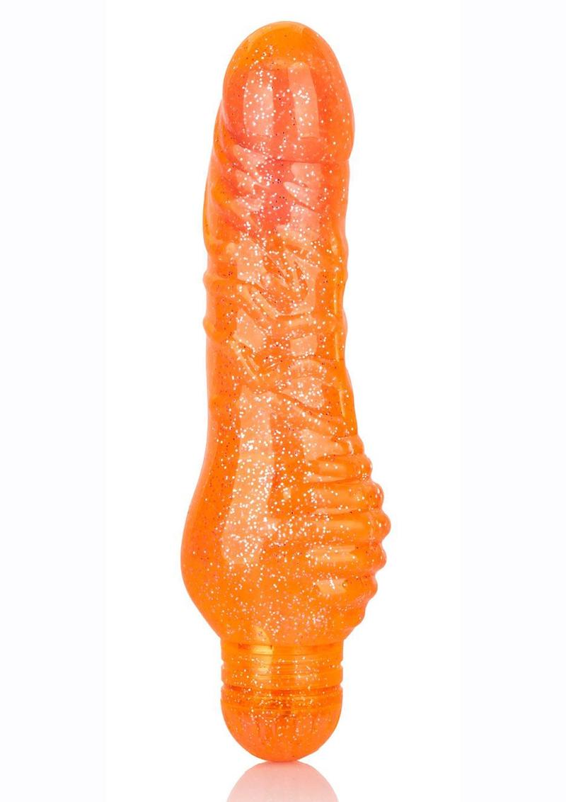 Vibrador Sparkle Shimmer Stud resistente al agua, color naranja, 5,5 pulgadas