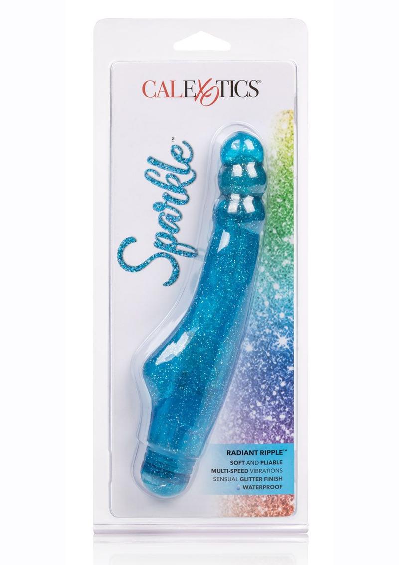 Vibrador Sparkle Radiant Ripple resistente al agua, color azul, 7 pulgadas