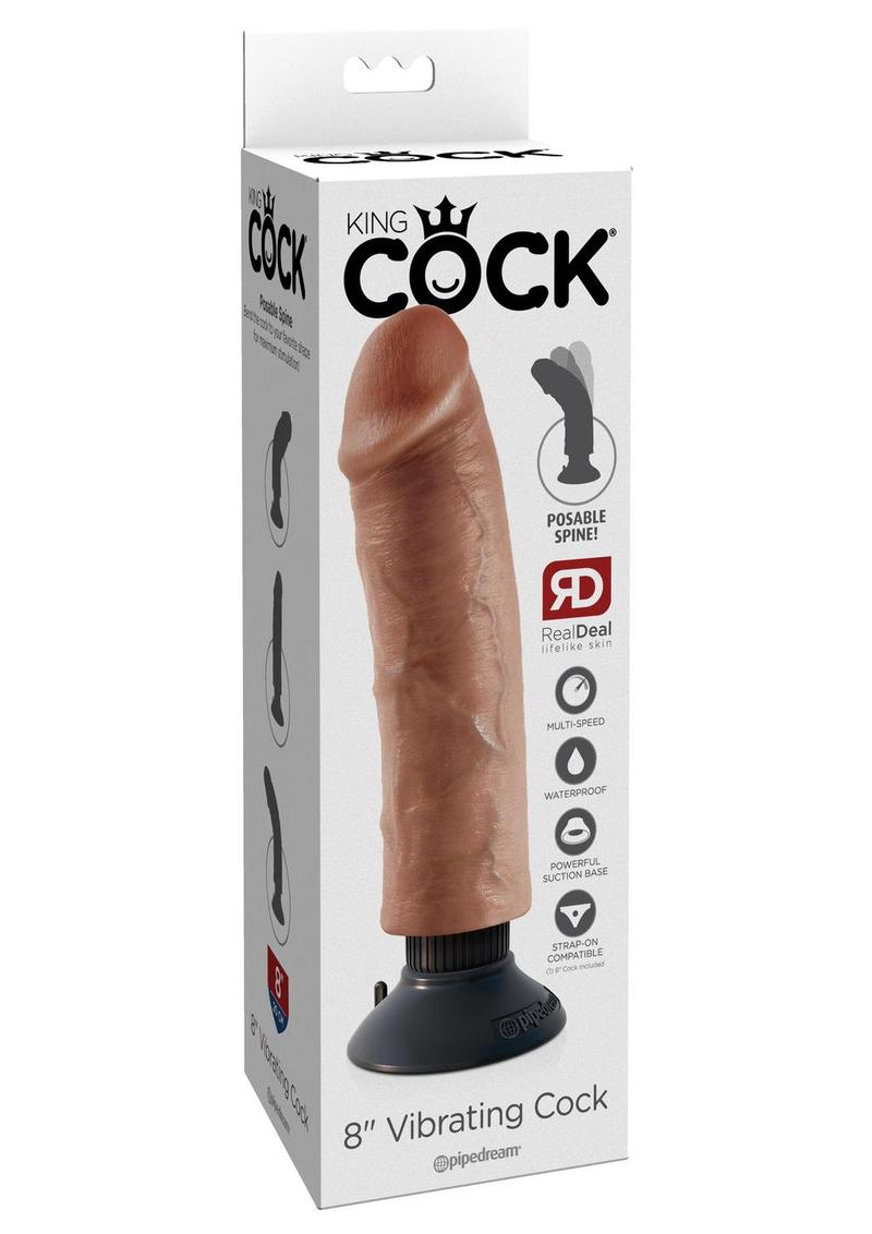 King Cock Vibrating Cock Waterproof Tan 8 Inches