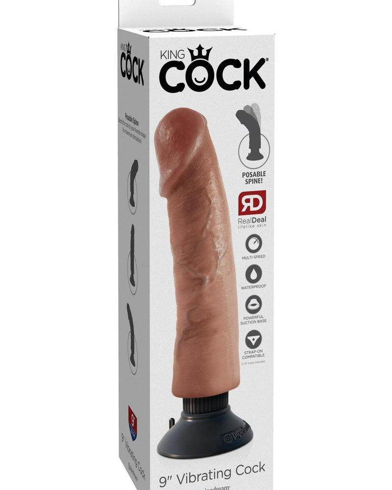 Pene vibrador King Cock resistente al agua color bronce de 9 pulgadas