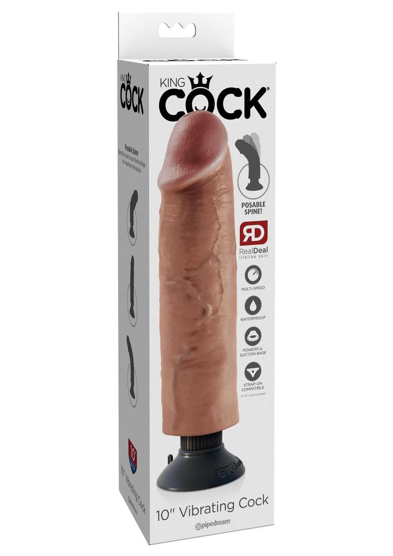 King Cock Vibrating Cock Waterproof Tan 10 Inches