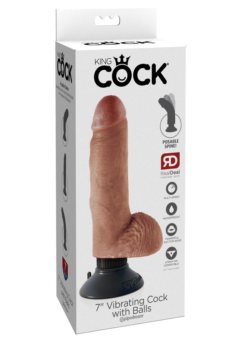 King Cock 7 Inch Squirting Cock With Balls Tan