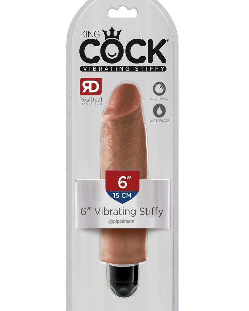 King Cock vibrador rígido resistente al agua color bronceado de 6 pulgadas