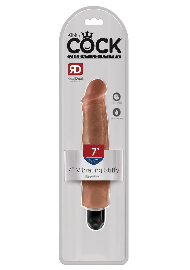 King Cock Vibrating Stiffy Waterproof Tan 7 Inches