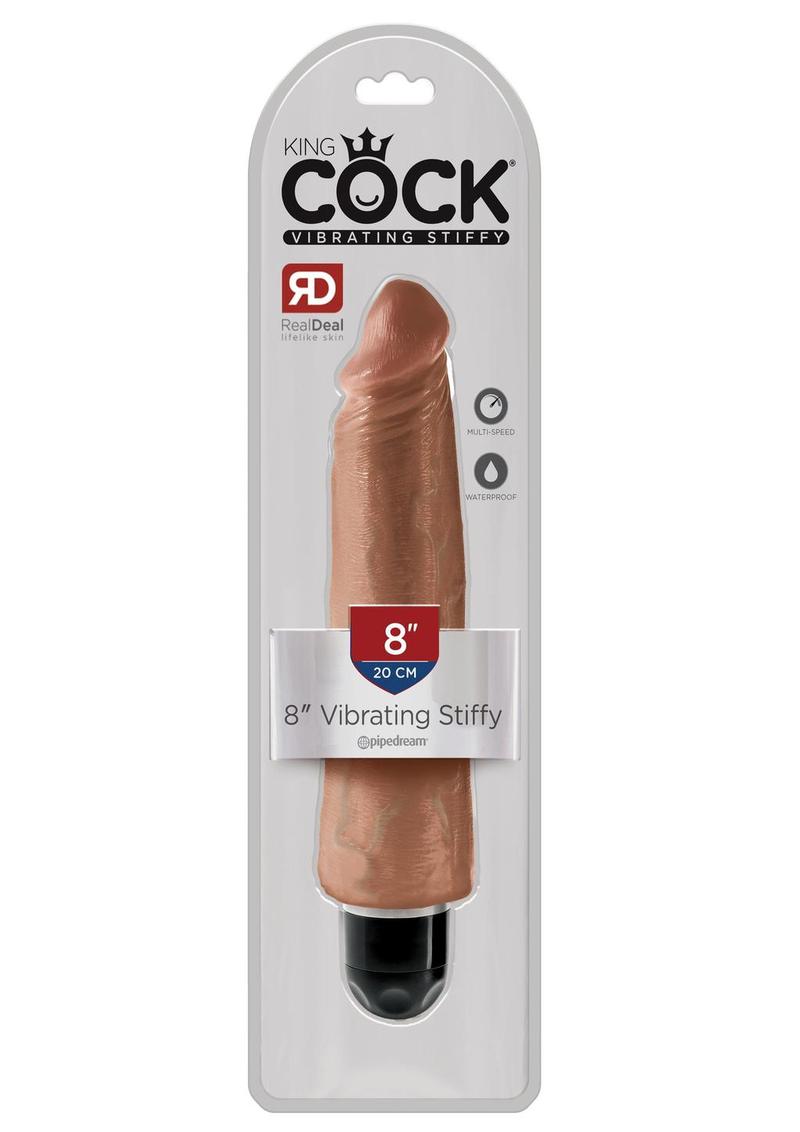 King Cock Vibrating Stiffy Waterproof Tan 8 Inches