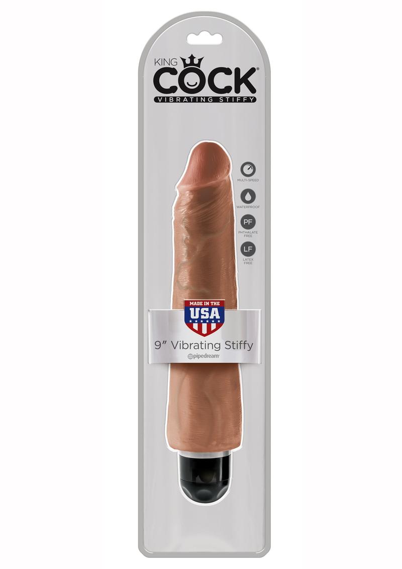 King Cock Vibrating Stiffy Waterproof Tan 9 Inches