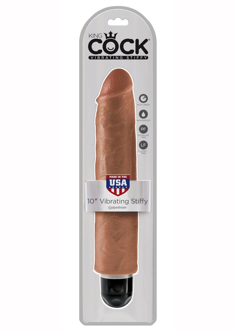 King Cock vibrador rígido resistente al agua color bronceado de 10 pulgadas