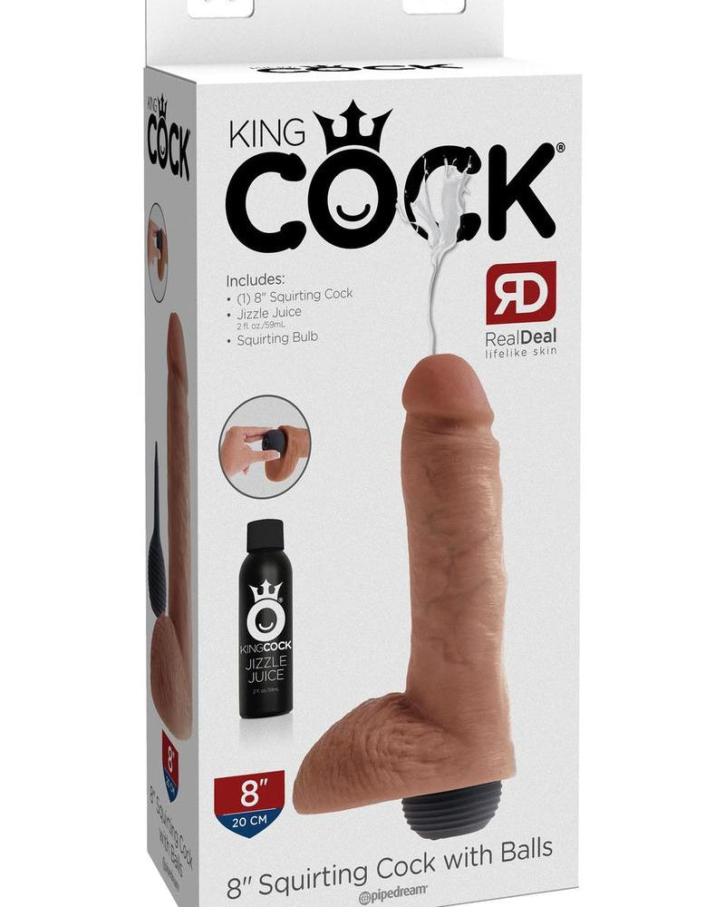 King Cock - Polla chorreante de 8 pulgadas con bolas color bronceado