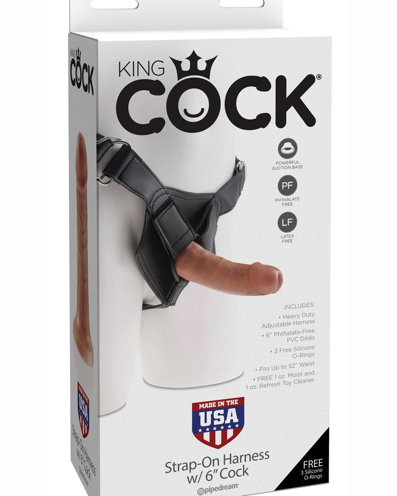 King Cock Strap On Harness With Cock Kit Tan 6 Inches