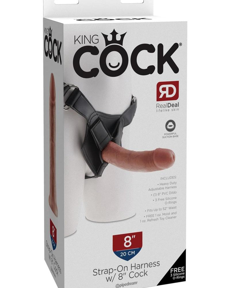Arnés con correa King Cock con kit para pene, color tostado, 8 pulgadas