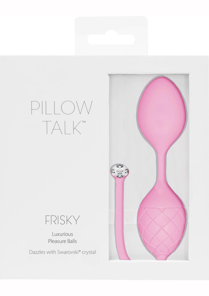 Pillow Talk Luxurious Pleasure Balls Silicone Textured Weighted Kegel BallsWith Swarovski Crystal Pink 7.99 Inch