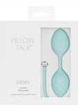 Pillow Talk Luxurious Pleasure Balls Silicone Textured Weighted Kegel BallsWith Swarovski Crystal Teal 7.99 Inch