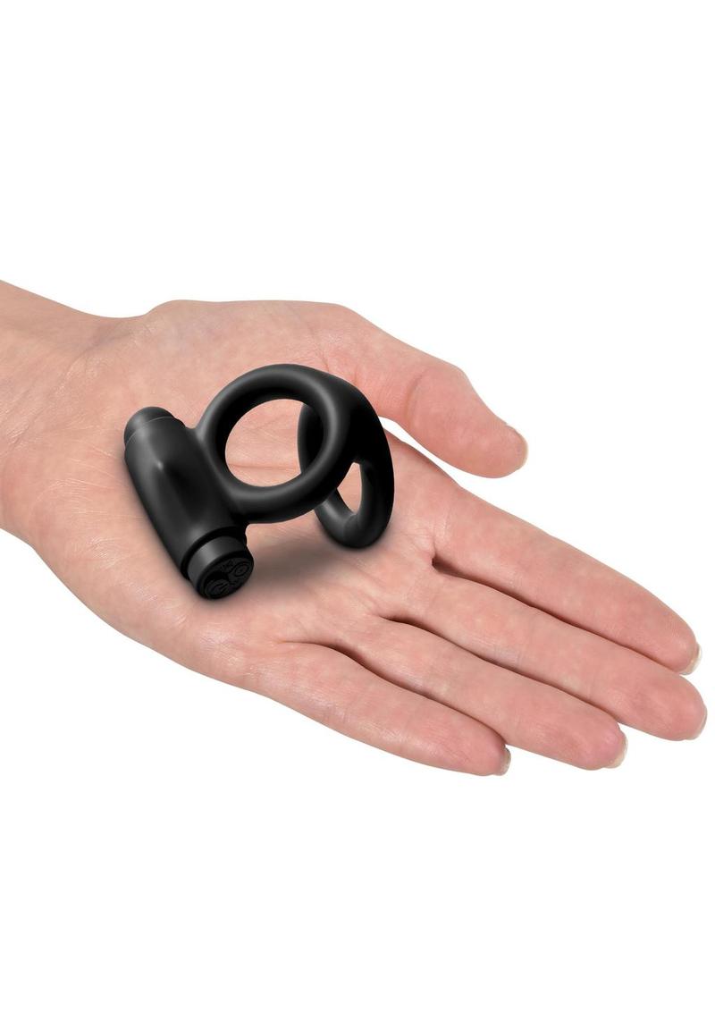 Sir Richards Control Vibe Cock And Ball Cock Ring Silicone Rechargeable Waterproof Black