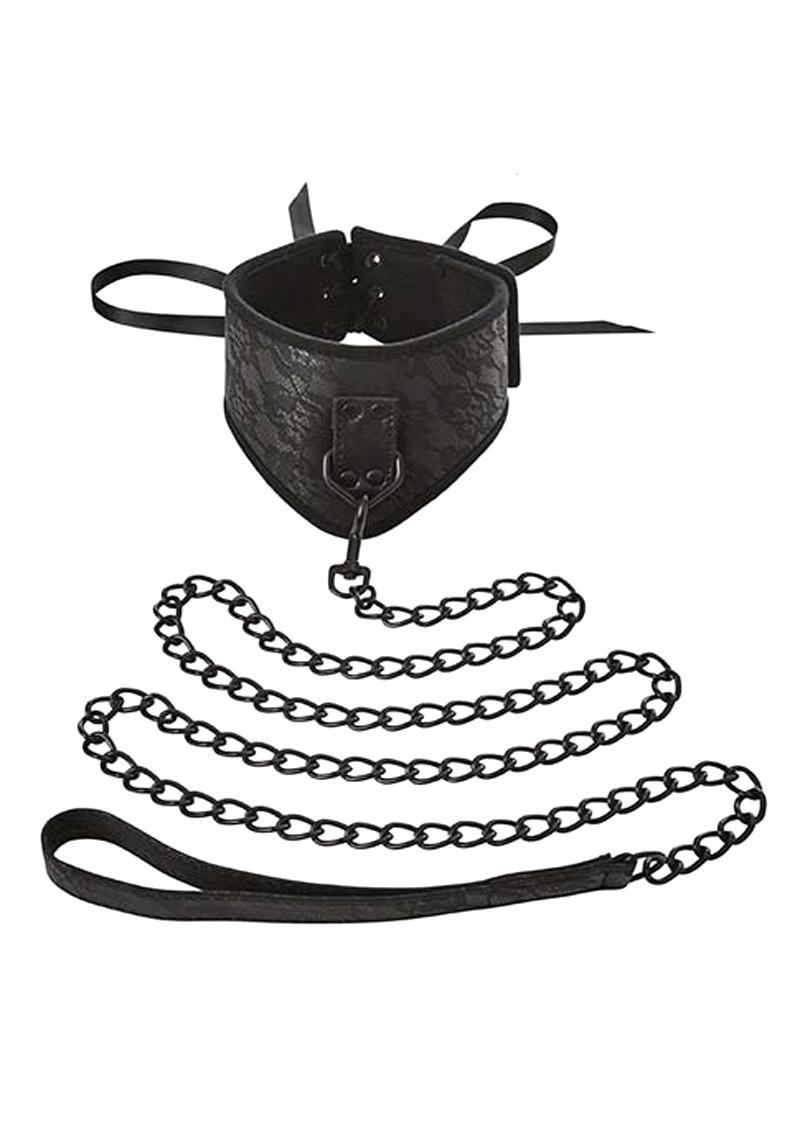 Sincerely Sportsheets Lace Posture Collar And Leash Black