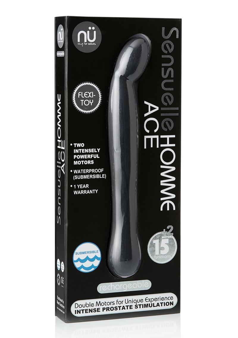 Sensuelle Homme Ace Prostate Vibe Silicone Rechargeable Waterproof Black