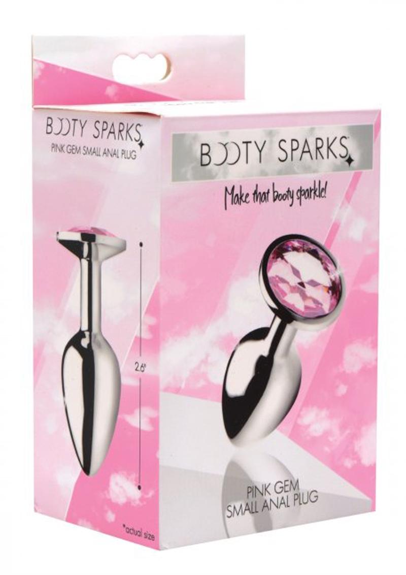 Tapón anal pequeño de aleación de aluminio Booty Sparks con gema rosa de 2,6 pulgadas