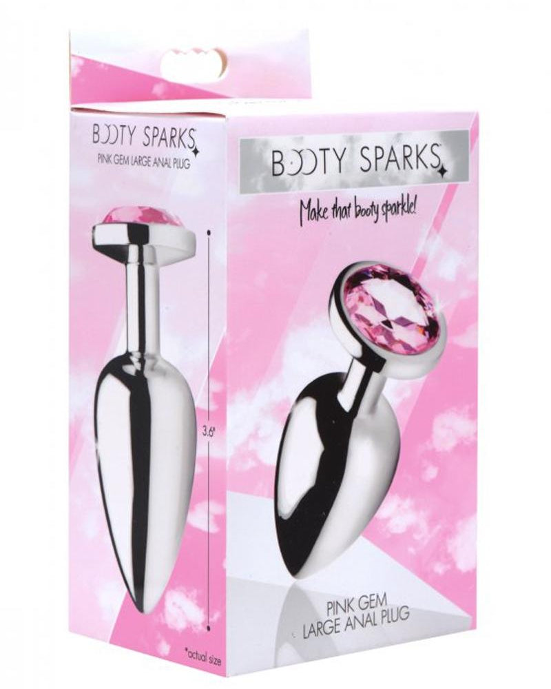 Booty Sparks Pink Gem Large Anal Plug Pink/Silver