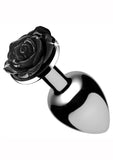 Booty Sparks Black Rose Anal Plug Black and Silver Large