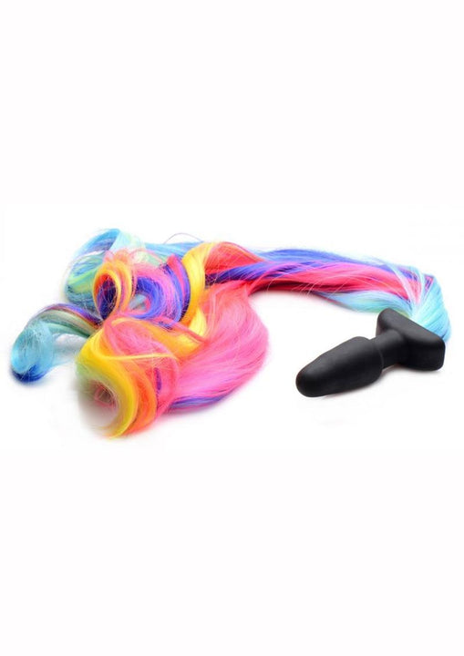 Tapón anal de silicona con forma de cola de caballo de Tailz, arcoíris, 4,25 pulgadas