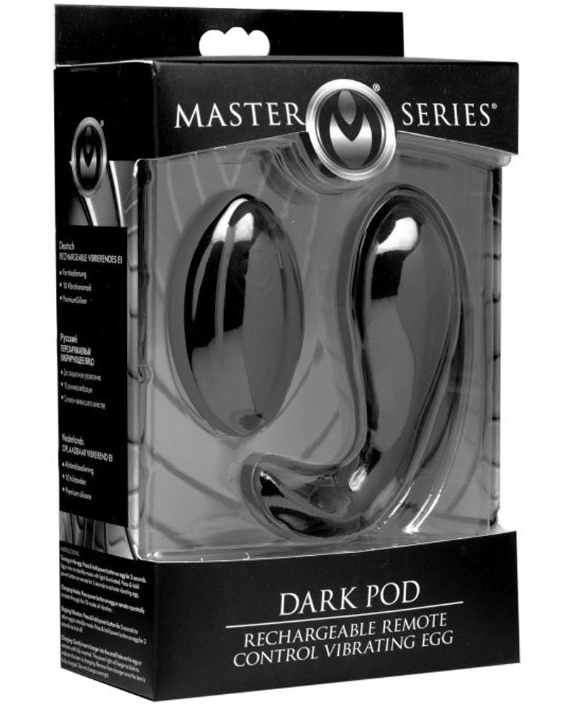 Master Series Dark Pod USB Rechargeable Wireless Remote Control Vibrating Egg Waterproof Black 3.6 Inch