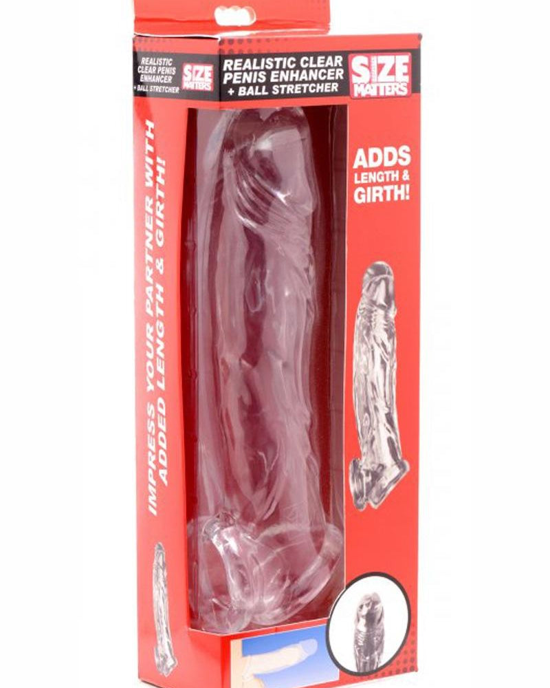 Size Matters Realistic Penis Enhancer And Ball Stretcher Clear 7 Inch