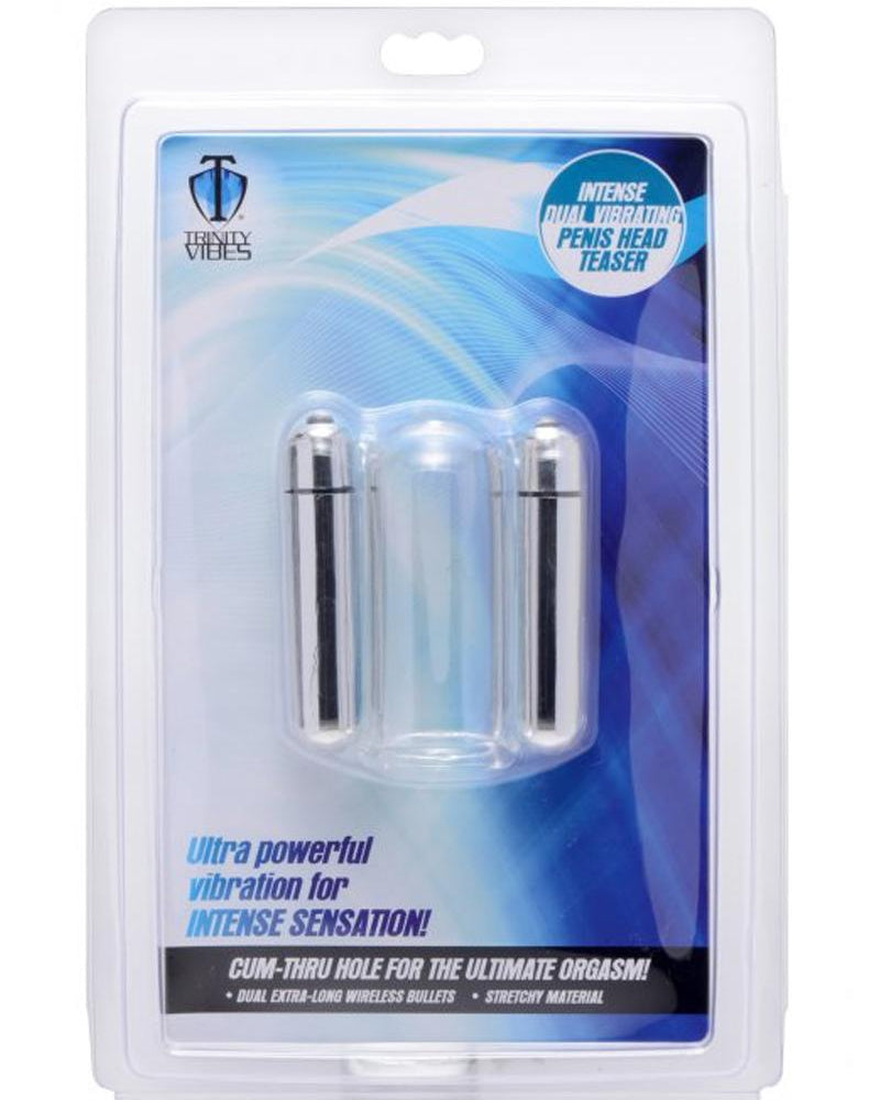 Trinity Vibes Intense - Cabezal vibrador doble para pene, resistente al agua, transparente, 4 pulgadas