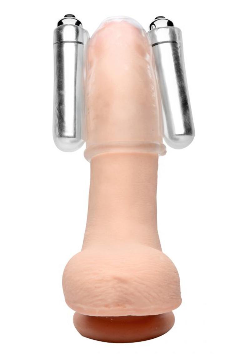 Trinity Vibes Intense - Cabezal vibrador doble para pene, resistente al agua, transparente, 4 pulgadas