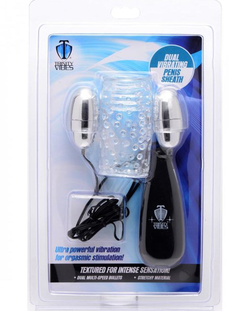 Funda para pene con doble vibración transparente Trinity For Men