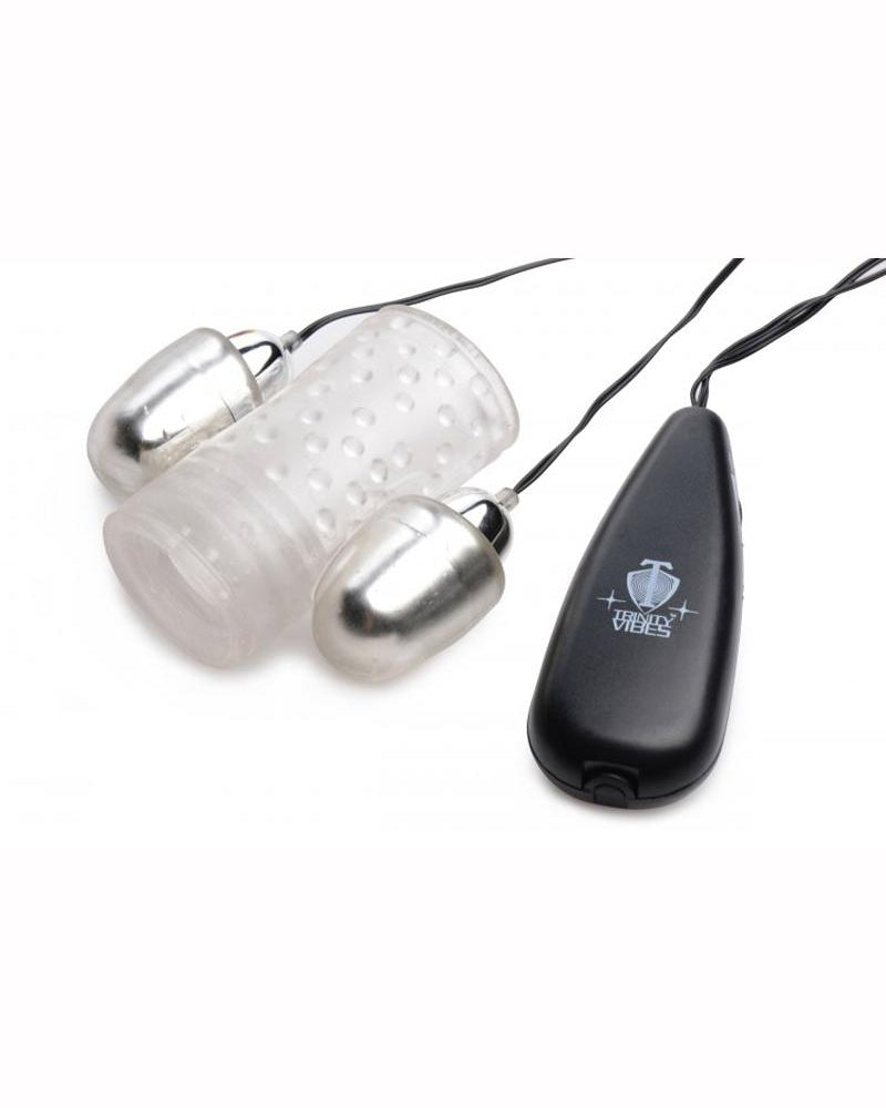 Funda para pene con doble vibración transparente Trinity For Men