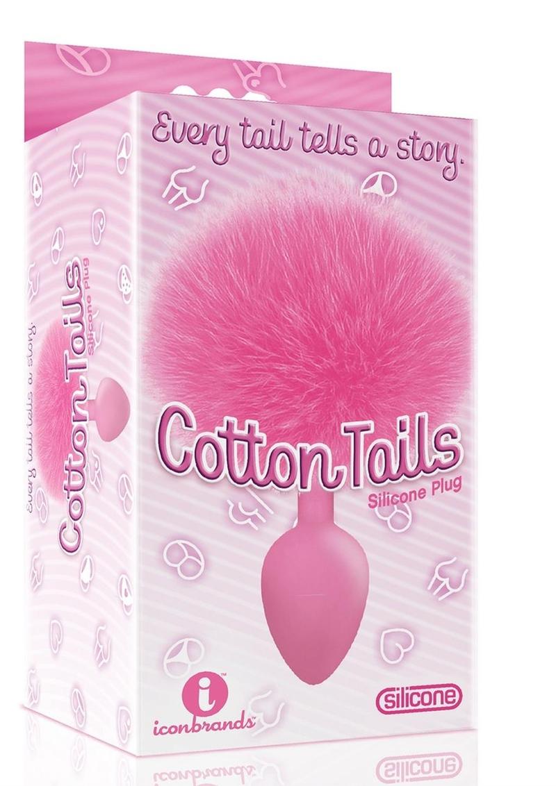 Tapón anal de silicona sin vibración con forma de cola de conejo de 9 colas de algodón, color rosa