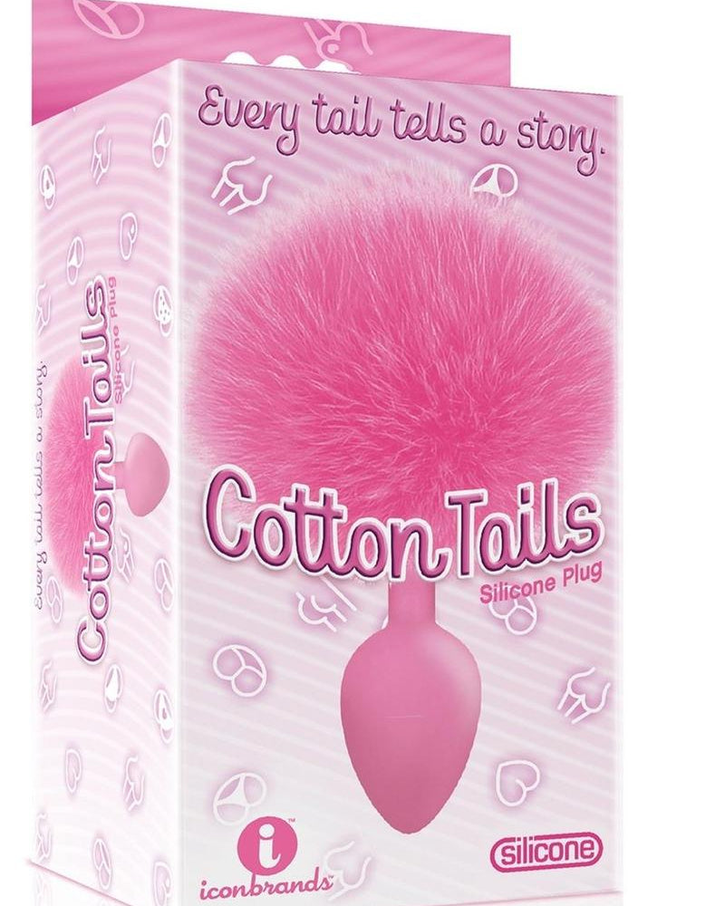 Tapón anal de silicona sin vibración con forma de cola de conejo de 9 colas de algodón, color rosa