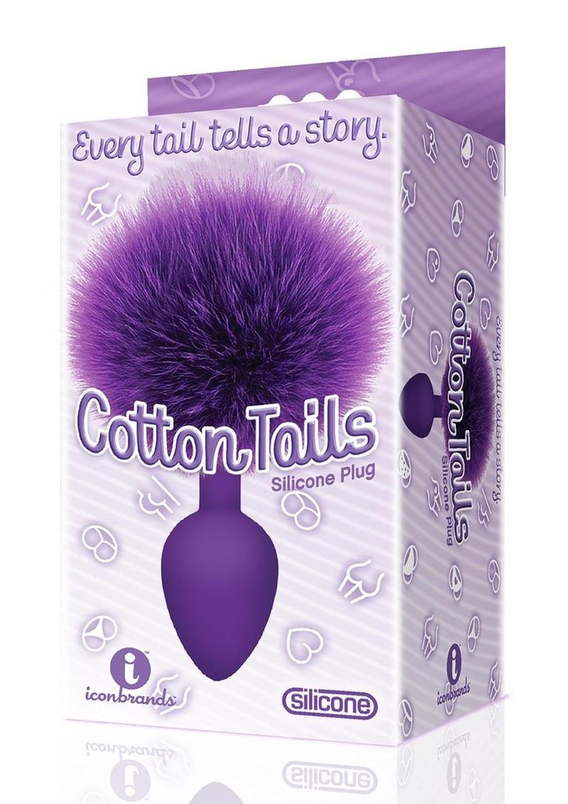 Tapón anal de silicona sin vibración con forma de cola de conejo de 9 colas de algodón color morado