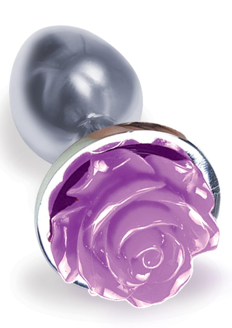 The 9 Silver Starter Rose Steel Plug Purple Anal Plug Non Vibrating