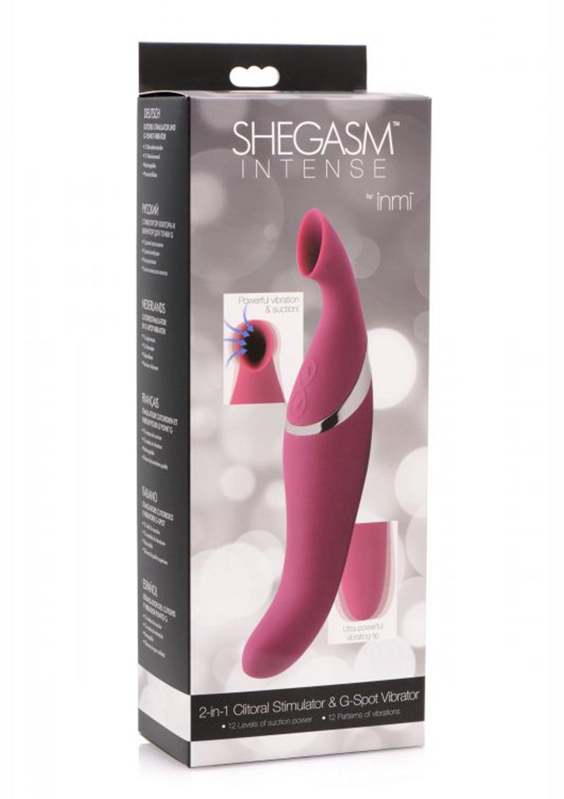 Inmi Shegasm Intense - Masajeador de punto G de silicona recargable 2 en 1 para estimulación del clítoris