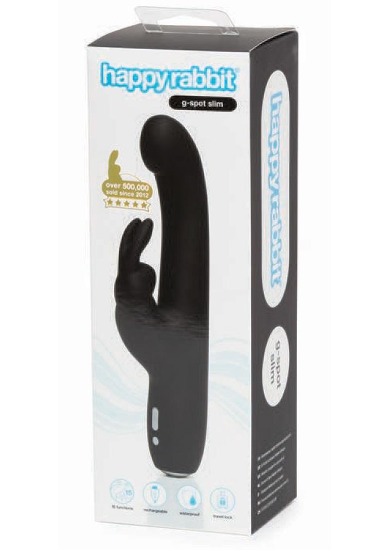 Happy Rabbit Slimline G Spot Black Multi Function Rechargeable Waterproof