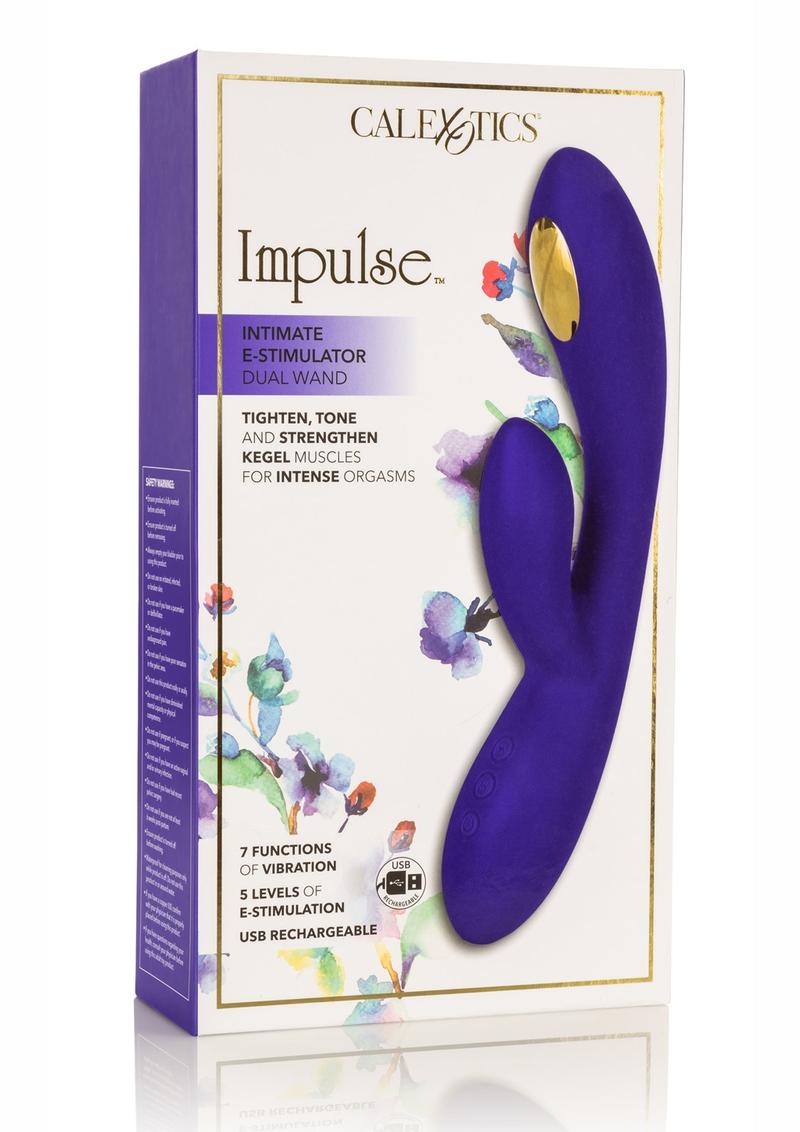 Estimulador íntimo Impulse de doble varita de silicona, recargable, resistente al agua, morado