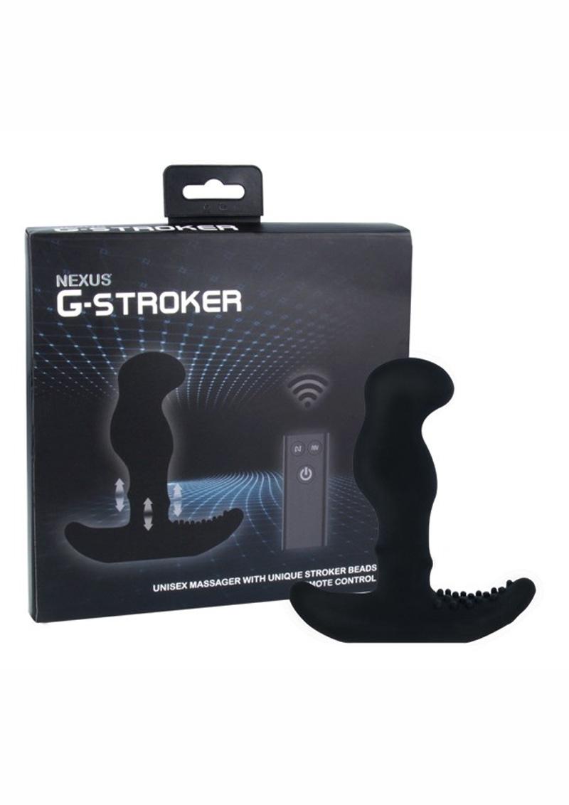 G Stroker Unisex Massager With Beads Silicone Rechargeable Waterproof Black