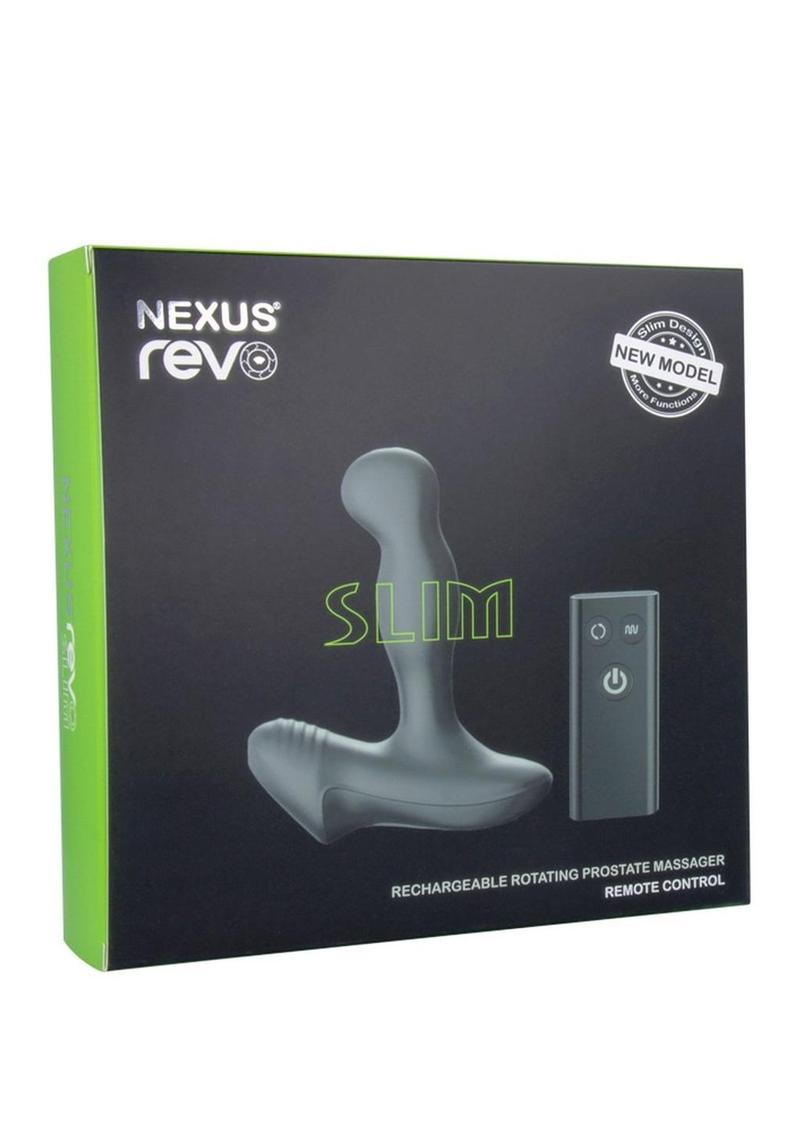 Revo Slim Remote Rotating Prostate Massager Silicone Rechargeable Waterproof Black