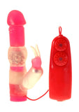 Minx Beaded Blossom Wired Remote Control Jelly Mini Rabbit Vibrator Red