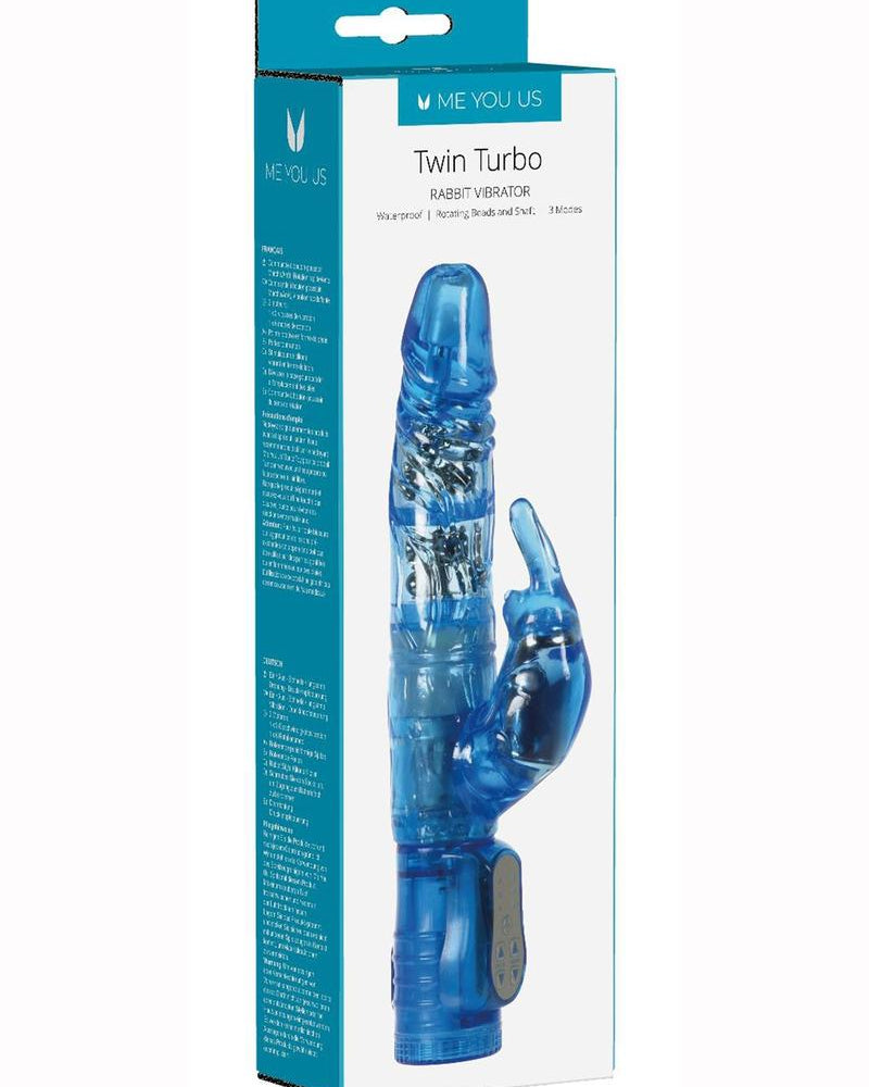 Minx Twin Turbo Rabbit Vibrator Waterproof Blue 5.5 Inches
